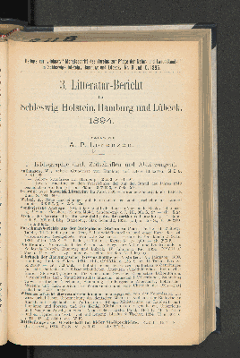 Vorschaubild von 3. Litteratur-Bericht für Schleswig-Holstein, Hamburg und Lübeck. 1894. Erstattet von A. P. Lorenzen.