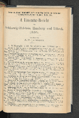 Vorschaubild von 4. Litteratur-Bericht für Schleswig-Holstein, Hamburg und Lübeck. 1895. Erstattet von A. P. Lorenzen.