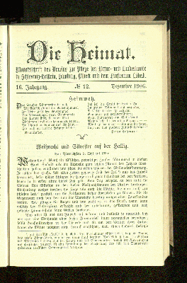 Vorschaubild von 16. Jahrgang. No. 12. Dezember 1906.