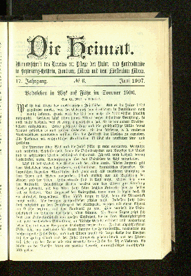 Vorschaubild von 17. Jahrgang. No. 6. Juni 1907.