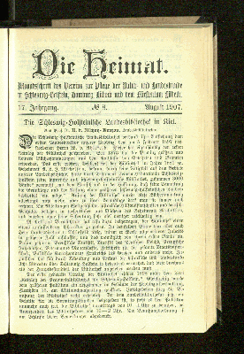 Vorschaubild von 17. Jahrgang. No. 8. August 1907.