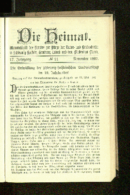 Vorschaubild von 17. Jahrgang. No. 11. November 1907.