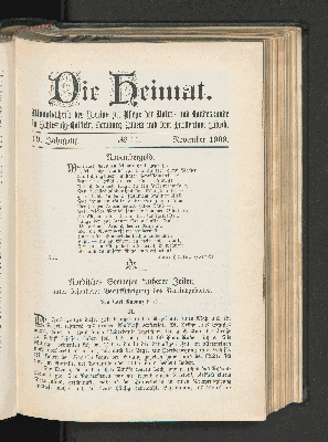 Vorschaubild von 19. Jahrgang. No. 11. November 1909.