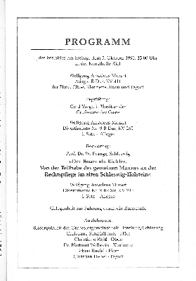 Vorschaubild von Programm des Festaktes am Freitag, dem 5. Okotber 1990, 15.00 Uhr in der Kunsthalle Kiel [...]