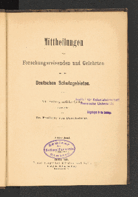 Vorschaubild von [Mitteilungen von Forschungsreisenden und Gelehrten aus den deutschen Schutzgebieten]