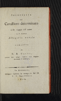 Vorschaubild von Istorietta del Cavalliero determinato ò Sia viaggio dell' uomo alla morte Allegoria morale