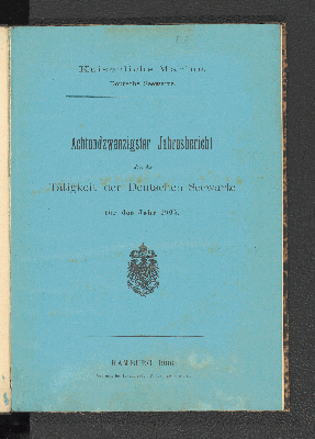 Vorschaubild von [Jahresbericht über die Tätigkeit der Deutschen Seewarte]