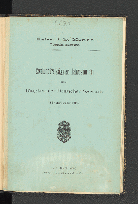 Vorschaubild von [Jahresbericht über die Tätigkeit der Deutschen Seewarte]