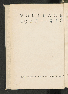 Vorschaubild von Vorträge 1925-1926