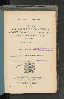 Vorschaubild von [Statistical abstract for the several British self-governing dominions, colonies, possessions and protectorates]