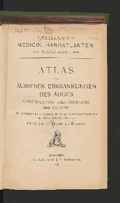 Vorschaubild von Atlas der äusseren Erkrankungen des Auges nebst Grundriss ihrer Pathologie und Therapie