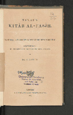 Vorschaubild von Kitab ^al- Fasih