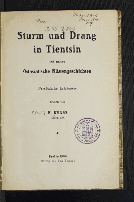 Vorschaubild von Sturm und Drang in Tientsin und andere Ostasiatische Küstengeschichten