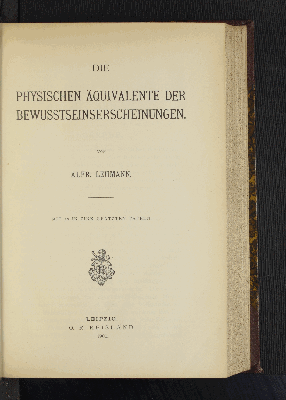 Vorschaubild von [Die physischen Äquivalente der Bewusstseinserscheinungen ; mit 30 in Zink geätzten Tafeln]