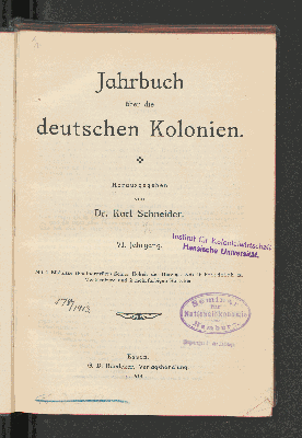 Vorschaubild von [Jahrbuch über die deutschen Kolonien]