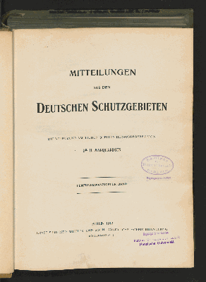 Vorschaubild von [Mitteilungen aus den deutschen Schutzgebieten]