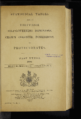 Vorschaubild von [Statistical tables relating to British self-governing dominions, crown-colonies, possessions and protectorates]