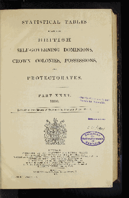 Vorschaubild von [Statistical tables relating to British self-governing dominions, crown-colonies, possessions and protectorates]