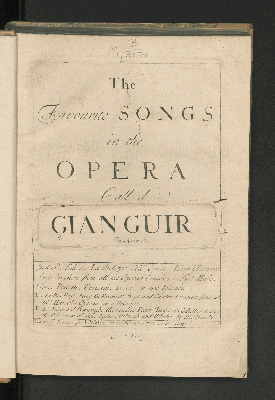 Vorschaubild von The favourite songs in the opera call'd Gianguir