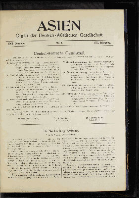 Vorschaubild von 1908, Oktober. No.1. VIII. Jahrgang.