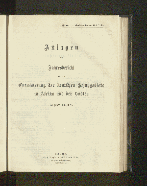Vorschaubild von Anlagen zum Jahresbericht über die Entwickelung der deutschen Schutzgebiete in Afrika und der Südsee im Jahre 1903/1904.