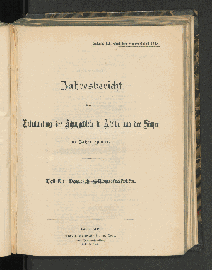 Vorschaubild von [[Jahresbericht über die Entwickelung der Schutzgebiete in Afrika und der Südsee]]