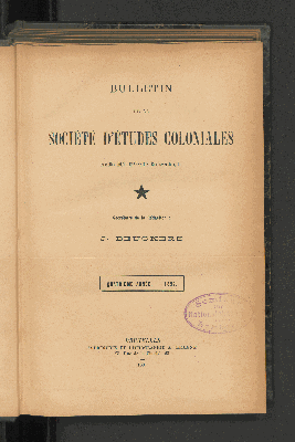 Vorschaubild von [Bulletin de la Société d'Etudes Coloniales]