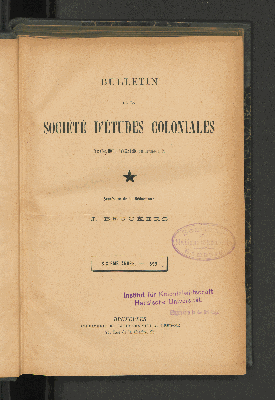 Vorschaubild von Bulletin de la société d'Études coloniales.