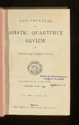 Vorschaubild von [The imperial and Asiatic quarterly review]