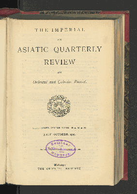 Vorschaubild von [The imperial and Asiatic quarterly review]