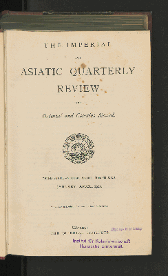 Vorschaubild von [The imperial and Asiatic quarterly review]