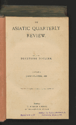 Vorschaubild von [Asiatic quarterly review]