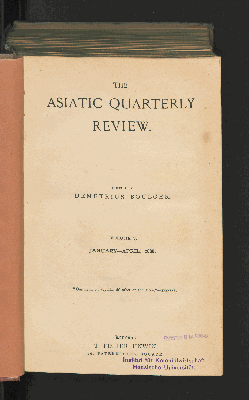 Vorschaubild von [Asiatic quarterly review]