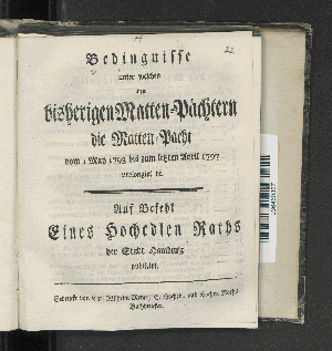 Vorschaubild von Bedingnisse unter welchen den bisherigen Matten-Pächtern die Matten-Pacht vom 1 May 1793 bis zum letzten April 1797 prolongirt ist