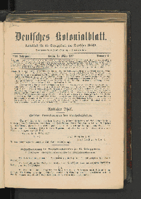Vorschaubild von Deutsches Kolonialblatt. VIII. Jahrgang. Nummer 6.