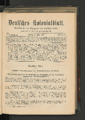 Vorschaubild von Deutsches Kolonialblatt. VIII. Jahrgang. Nummer 8.
