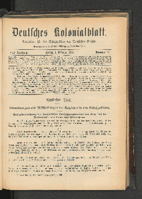 Vorschaubild von Deutsches Kolonialblatt. VIII. Jahrgang. Nummer 19.