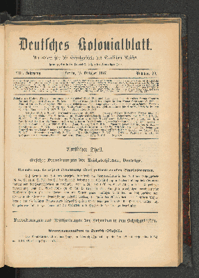 Vorschaubild von Deutsches Kolonialblatt. VIII. Jahrgang. Nummer 20.