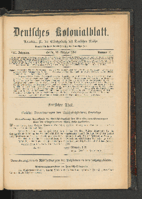 Vorschaubild von Deutsches Kolonialblatt. VIII. Jahrgang. Nummer 21.