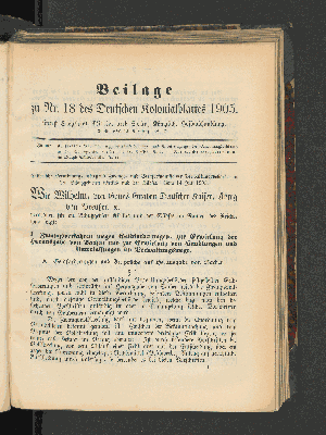 Vorschaubild von Beilage zur Nr. 18 des Deutschen Kolonialblattes 1905.