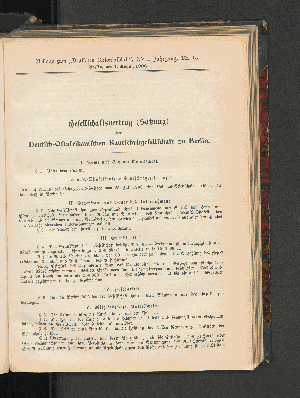 Vorschaubild von Gesellschaftsvertrag (Satzung) der Deutsch-Ostafrikanischen Kautschukgesellschaft zu Berlin.