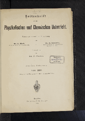 Vorschaubild von [Zeitschrift für den physikalischen und chemischen Unterricht]