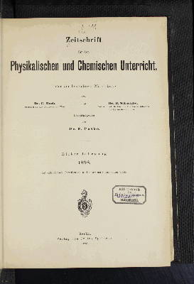 Vorschaubild von [Zeitschrift für den physikalischen und chemischen Unterricht]