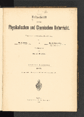 Vorschaubild von [Zeitschrift für den physikalischen und chemischen Unterricht]