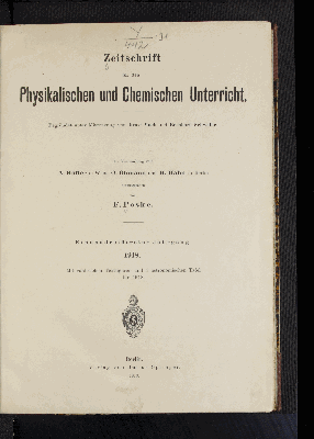 Vorschaubild von [Zeitschrift für den physikalischen und chemischen Unterricht]