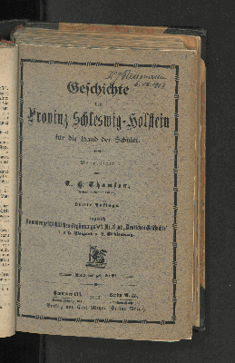 Vorschaubild von Geschichte der Provinz Schleswig-Holstein für die Hand der Schüler