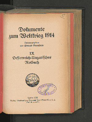 Vorschaubild von Oesterreich-Ungarisches Rotbuch