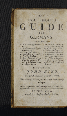 Vorschaubild von Der getreue Englische Wegweiser Oder: Gründliche Anweisung zur Englischen Sprache für die Deutschen ...