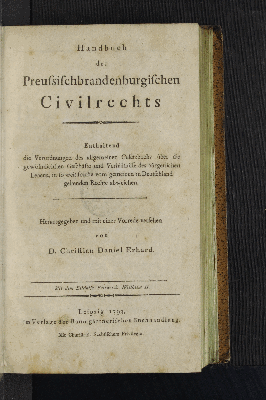 Vorschaubild von Handbuch des Preussischbrandenburgischen Civilrechts