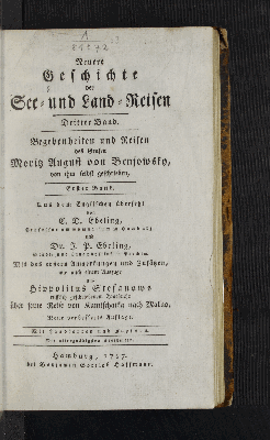 Vorschaubild von [Des Grafen Moritz August von Benjowsky Begebenheiten und Reisen, von ihm selbst beschrieben]